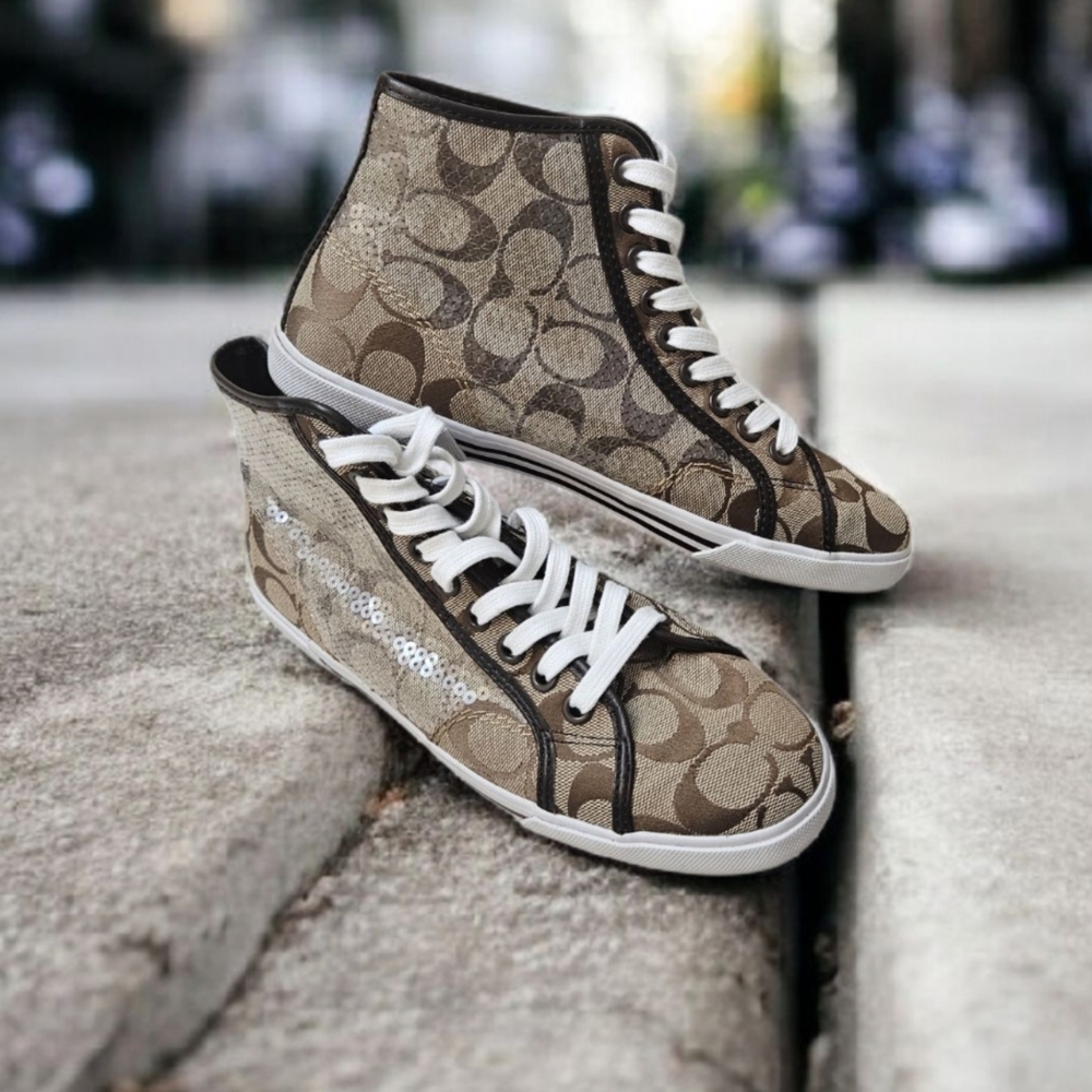 Coach Sequins High-Top Sneakers-Size 7.5